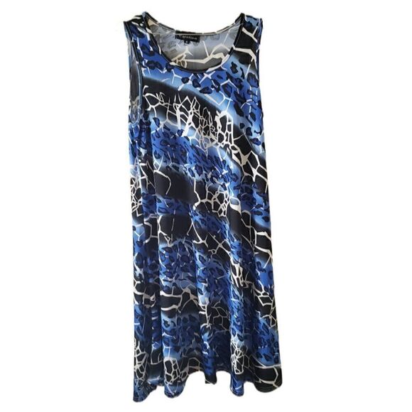 Creation Blue Patterned Sleeveless Midi Dress - Picture 1 of 3
